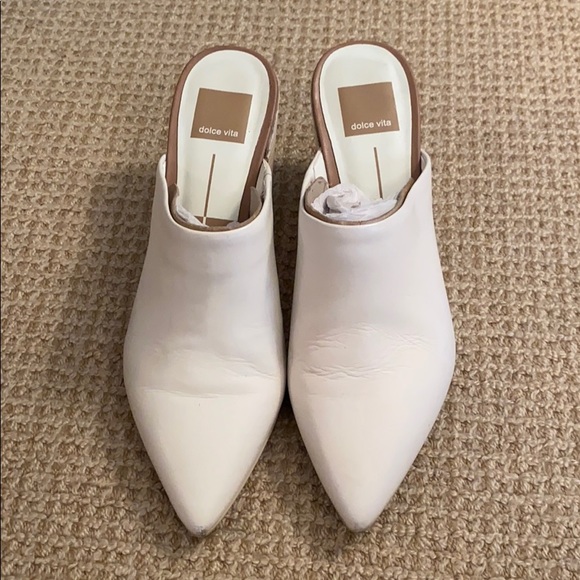 dolce vita white mules